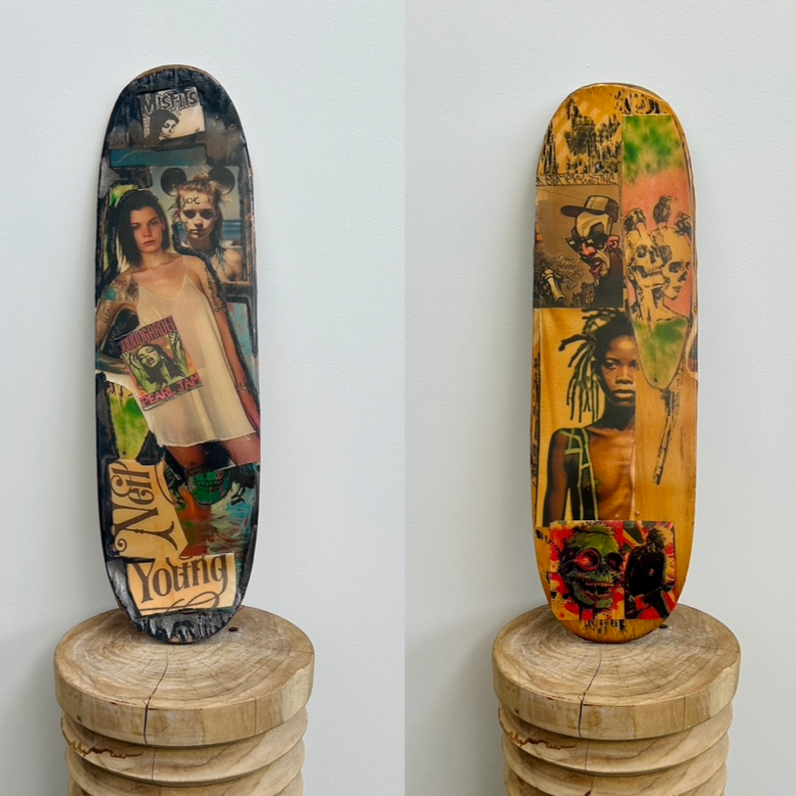 5. 'Misfits' David Bromley customised skateboard deck. 71 x 20cm