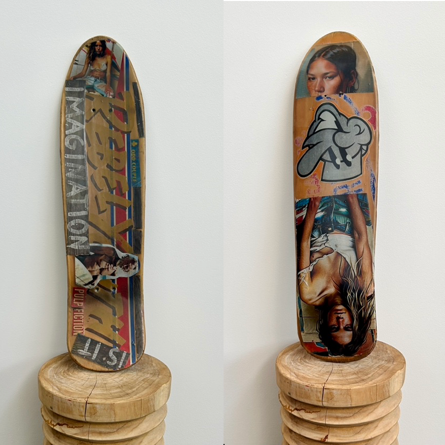 6. 'Rebel Youth' David Bromley customised skateboard deck. 79 x 21cm