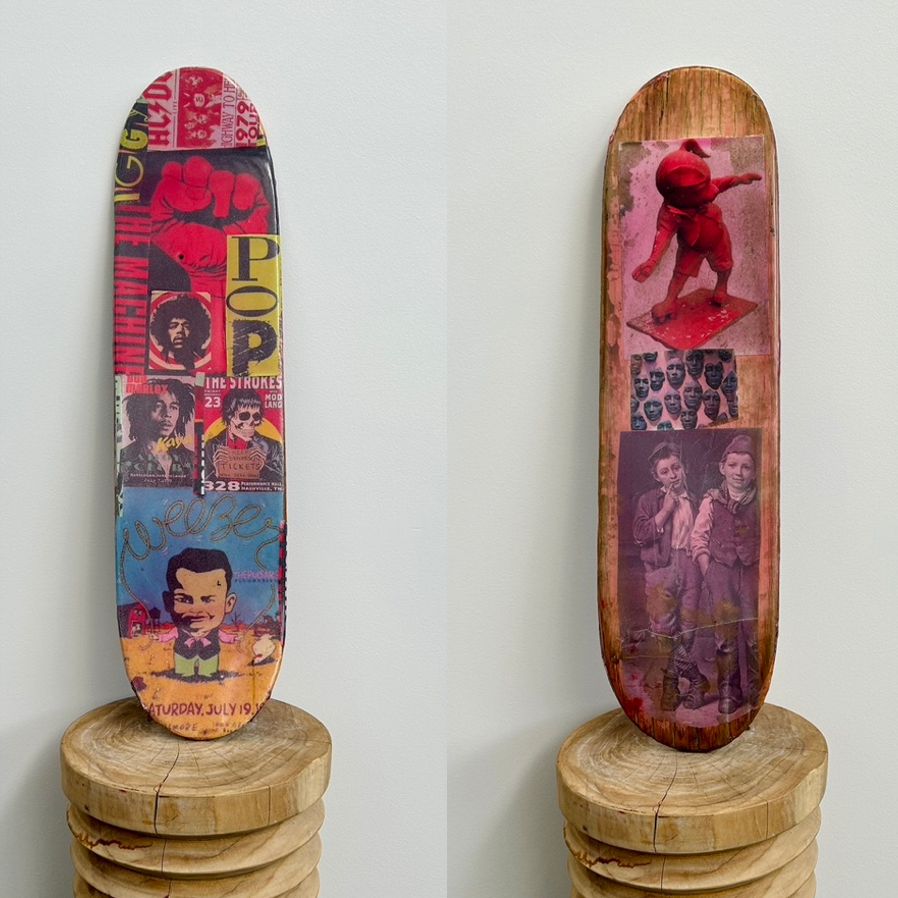 11. 'Roller Dog' David Bromley customised skateboard deck. 79 x 20cm