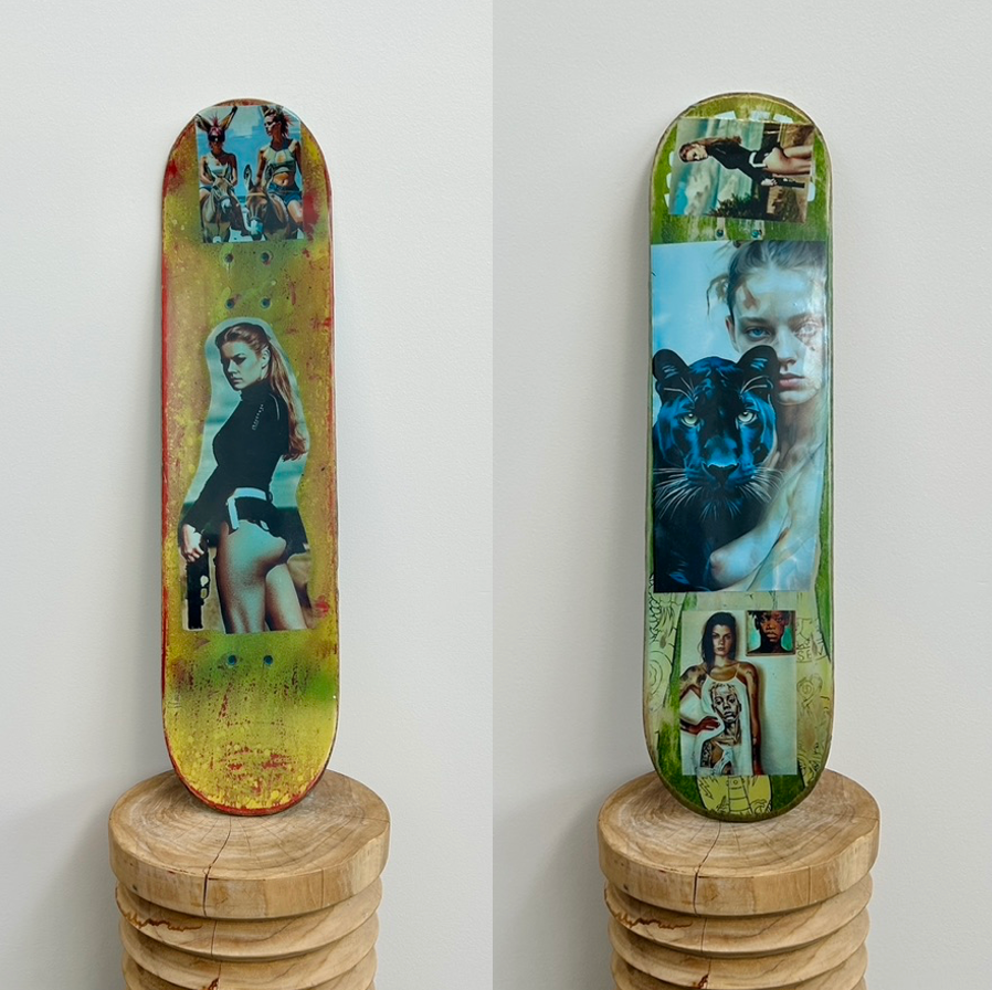 12. 'Barbarella' David Bromley customised skateboard deck. 79 x 20cm