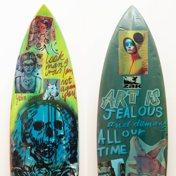 34. 'Art Is Jealous' David Bromley customised surfboard