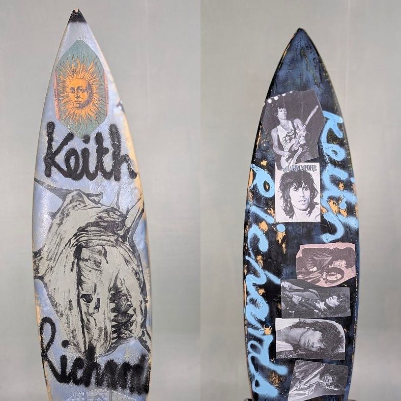 52. 'Keith Richards' David Bromley customised surfboard