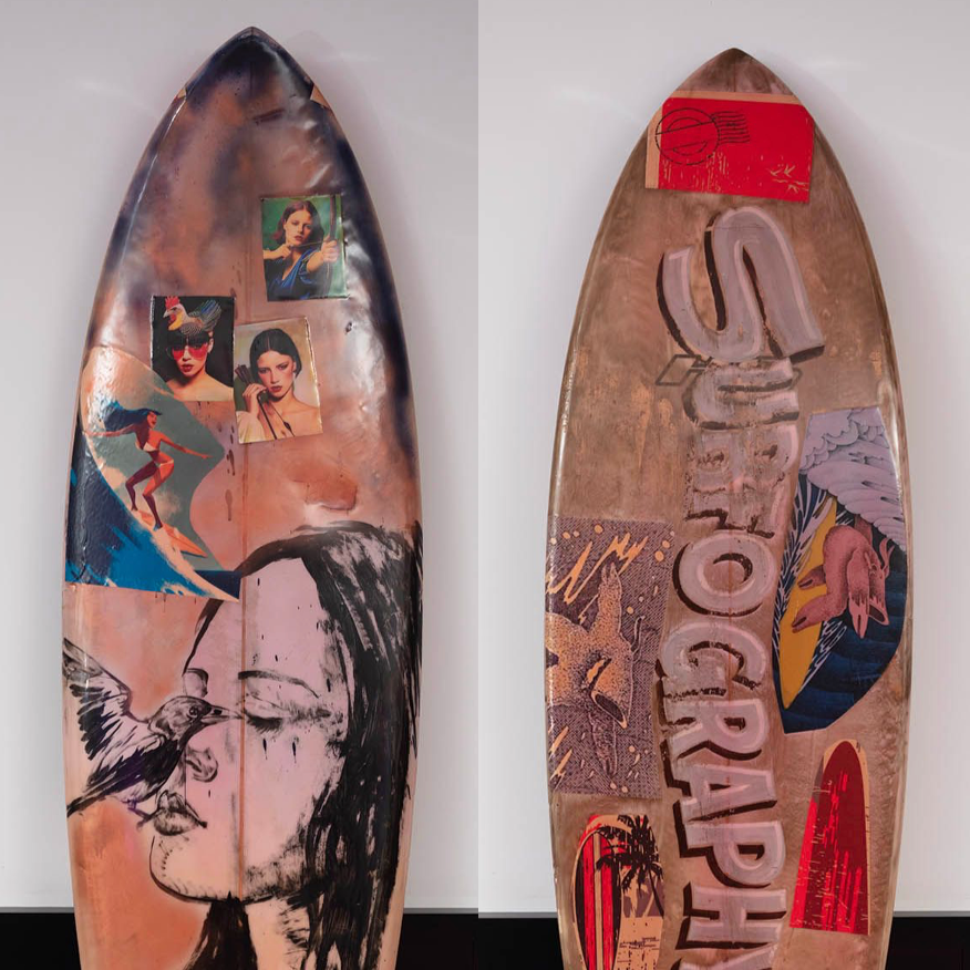 2. 'Surfology' David Bromley customised surfboard. 185cm