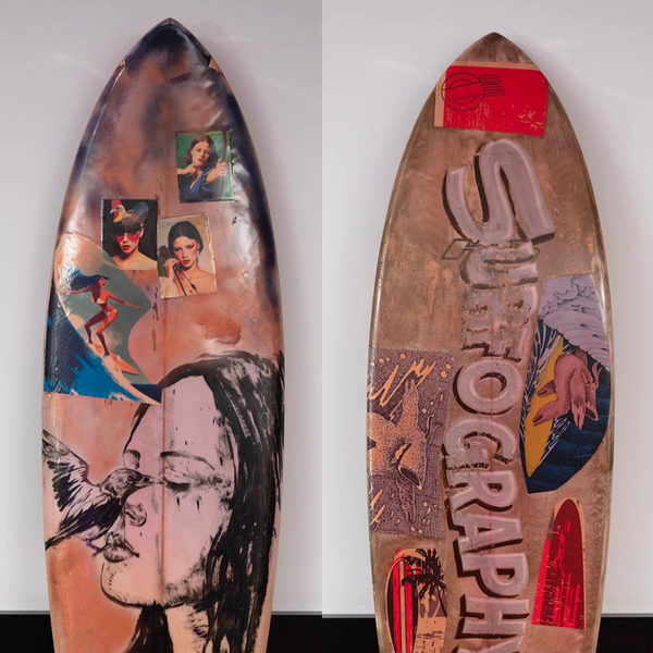 2. 'Surfology' David Bromley customised surfboard. 185cm