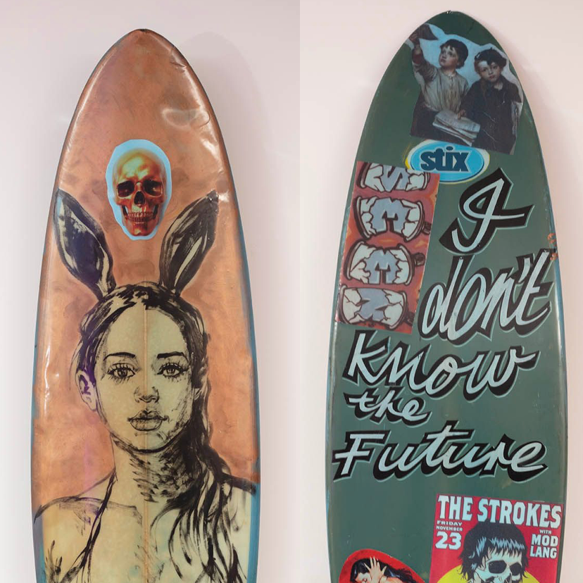 11. 'I Don't Know The Future' David Bromley customised surfboard. 200cm