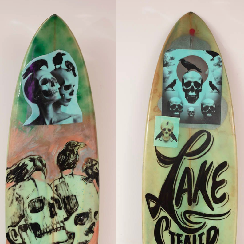 14. 'Lake Stealer' David Bromley customised surfboard. 185cm