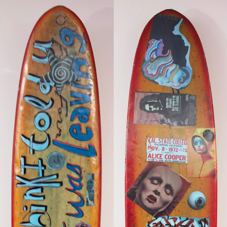 24.'I didn't think I told you I was leaving' David Bromley customised surfboard. 245cm