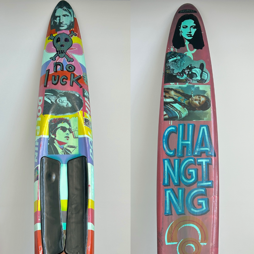 26. 'Get It On' David Bromley customised board. 320 x 47 x 16cm