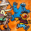 9. 'Cookie Monster and Ernie Go Forth' Sesame Street x Bromley, Acrylic on Canvas, 115 x 146cm