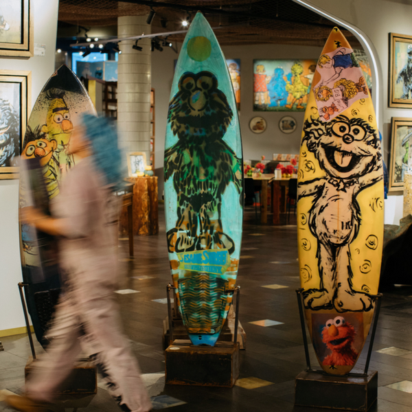 6. Sesame Street x Bromley Surfboard, 200cm H x 49cm W