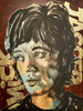 'Mick Jagger II' David Bromley. Acrylic and oil on canvas with gold leaf gilding. 120 x 90cm