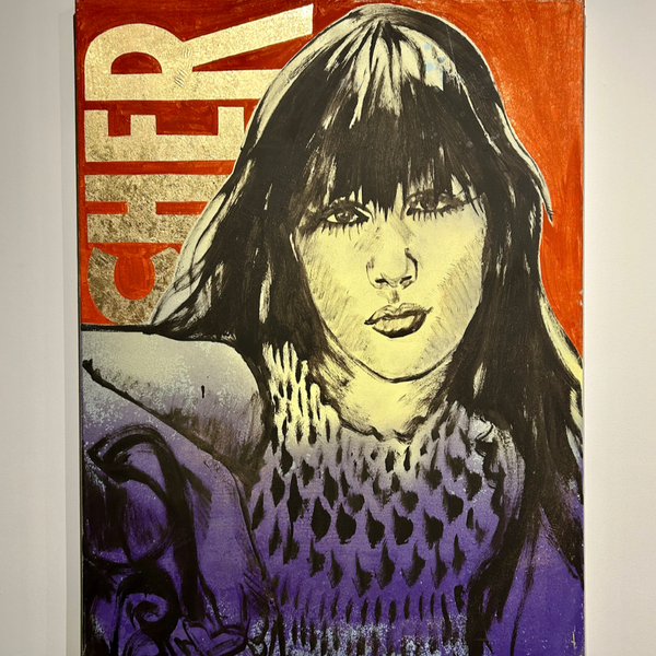 'Cher I' David Bromley. Acrylic and oil on canvas with gold leaf gilding. 120 x 90cm