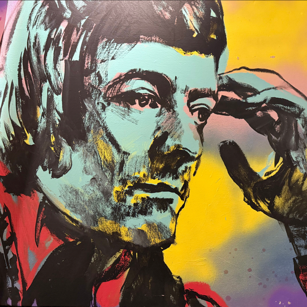 'Allan Clarke' David Bromley. Acrylic and oil on canvas. 90 x 120cm