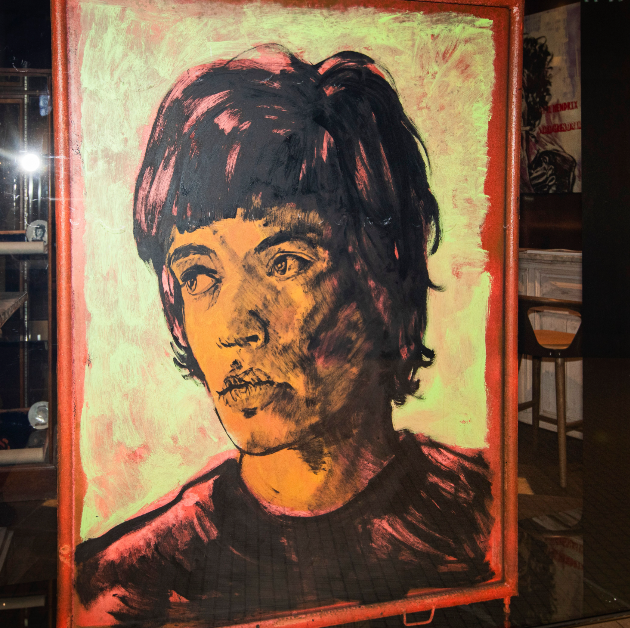 'Mick II' David Bromley. Acrylic and oil on vintage silk screen. 147 x 110cm