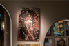 'Jimi' David Bromley. Acrylic and oil on canvas with silver metal leaf gilding. 90 x 60cm