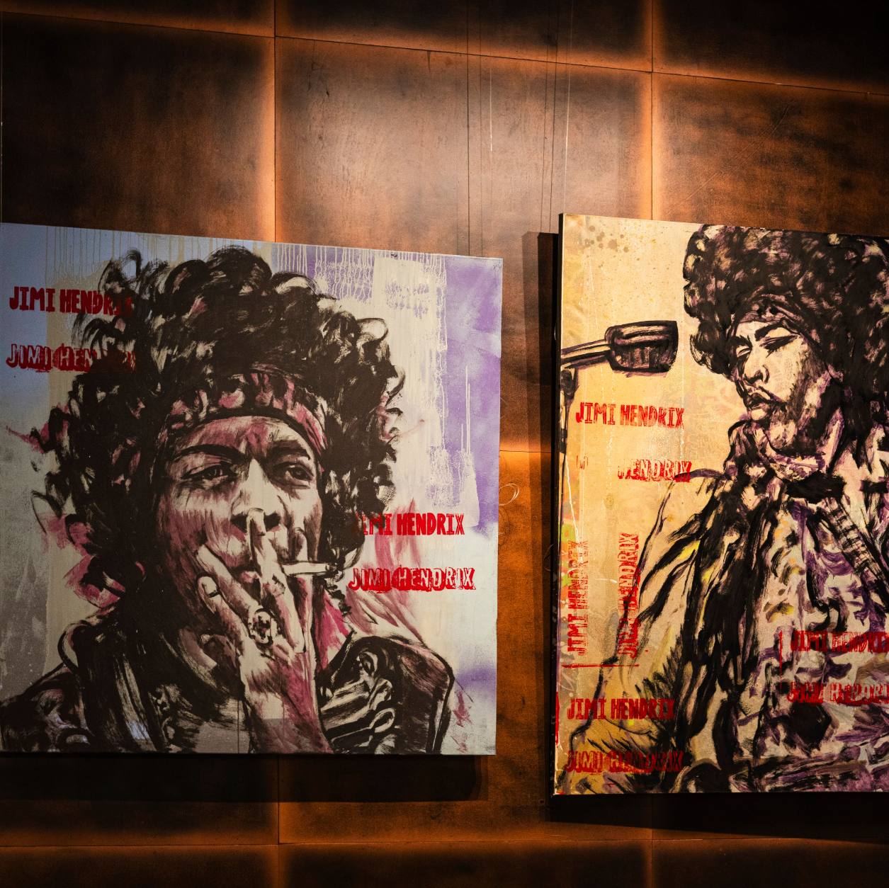 'Jimi Hendrix' David Bromley. Acrylic and oil on canvas. 180 x 120cm