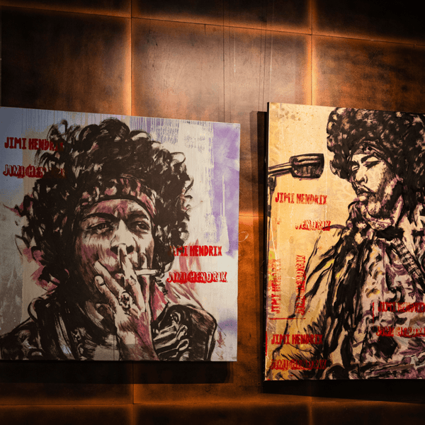 'Jimi Hendrix' David Bromley. Acrylic and oil on canvas. 180 x 120cm