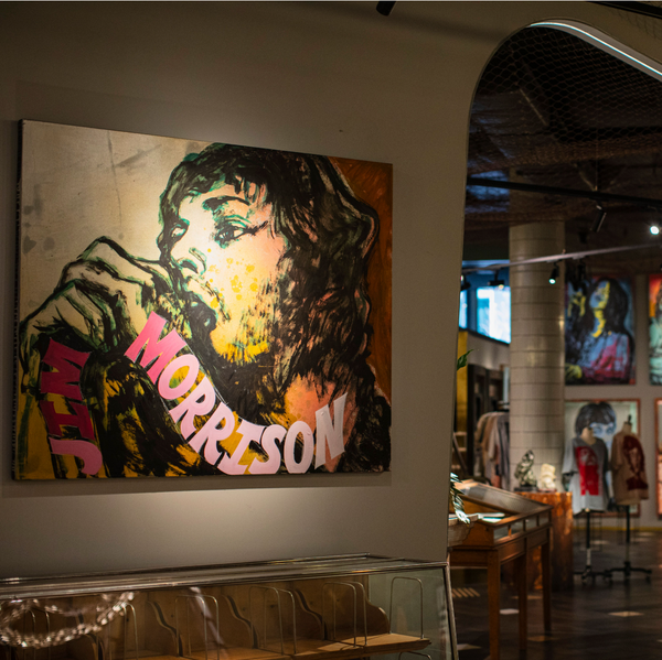 'Jim Morrison' David Bromley. Acrylic and oil on canvas. 120 x 150cm