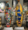 9. Customised surfboard by David Bromley. Hand painted in oils and acrylic with printed metal transfers and mixed media coatings