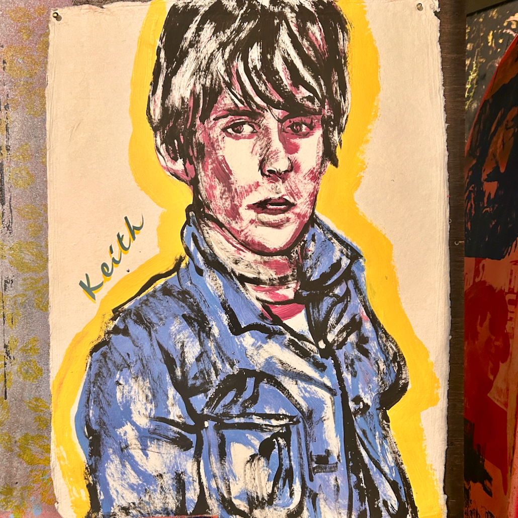 'Keith Richards' David Bromley. Oil and gouache on artist paper. 90 x 70cm