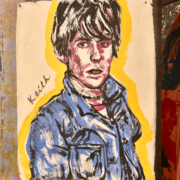 'Keith Richards' David Bromley. Oil and gouache on artist paper. 90 x 70cm