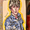 'Keith Richards' David Bromley. Oil and gouache on artist paper. 90 x 70cm