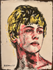 'John Farnham' David Bromley. Oil and gouache on artist paper. 90 x 70cm