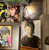 'Mick Jagger III' David Bromley. Acrylic and oil on canvas with silver metal leaf gilding. 146 x 114cm