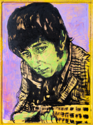 'John Entwistle' David Bromley. Acrylic and oil on vintage silk screen. 147 x 110cm