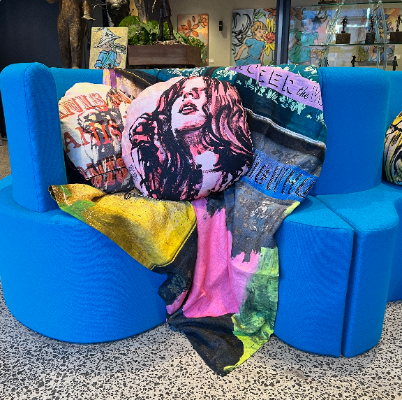 ‘JANIS’ FOREVER YOUNG 50CM ROUND LINEN CUSHION BY DAVID BROMLEY