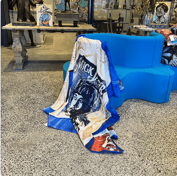 ‘MICK JAGGER’ FOREVER YOUNG LINEN THROW BY DAVID BROMLEY