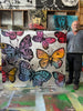 'Butterflies At Dawn'. David Bromley. Acrylic on canvas with silver leaf gilding. 150cm x 180cm.