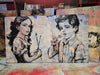 'Young Artists'. David Bromley. Acrylic on canvas with silver leaf gilding. 160cm x 280cm.