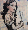 'Young Artists'. David Bromley. Acrylic on canvas with silver leaf gilding. 160cm x 280cm.
