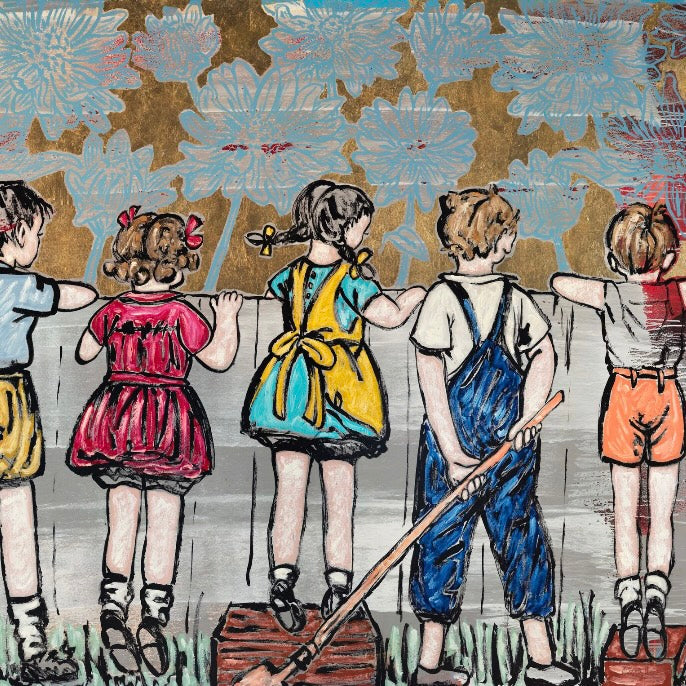 'Blooms Over The Fence' David Bromley. Giclee print on art paper