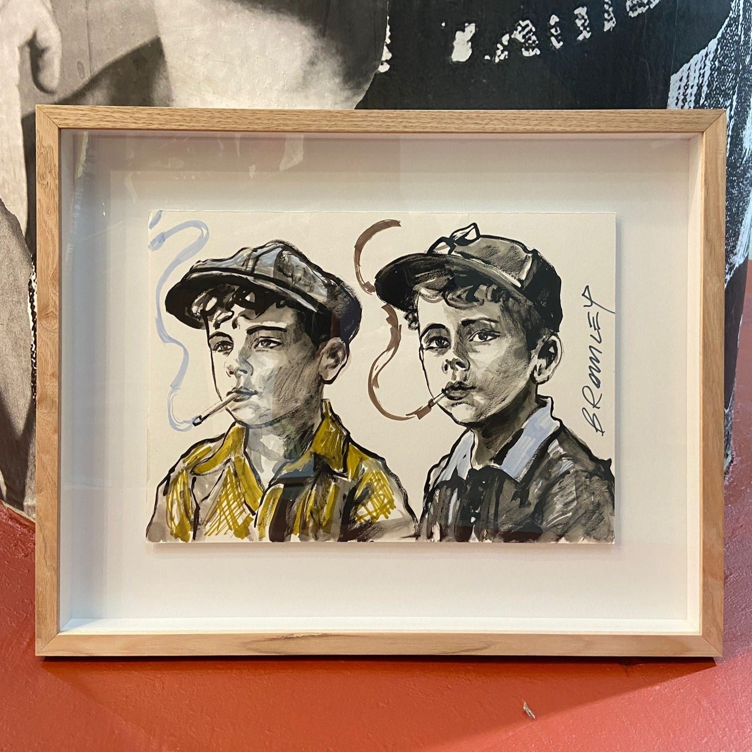 'Best Friend XV' David Bromley. Ink Gouache and oil on paper in timber frame 47 x 59 cm, unframed 29 x 40 cm