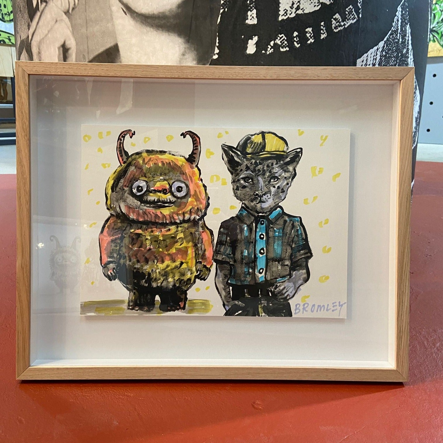 'Best Friend XIV' David Bromley. Ink Gouache and oil on paper in timber frame 47 x 59 cm, unframed 29 x 40 cm