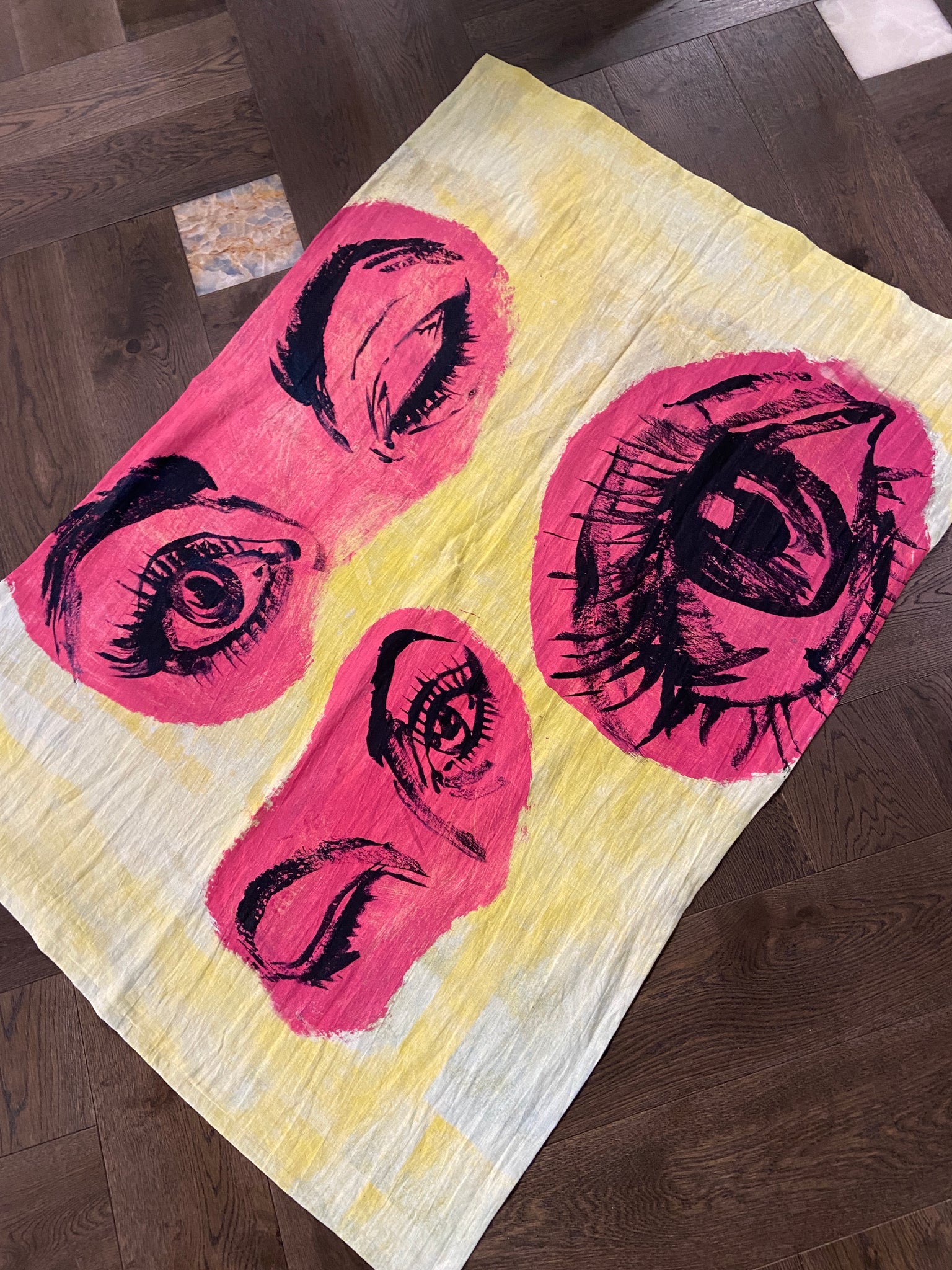 'Eyes' Linen Throw by Bromley Studio. 125 x 180cm