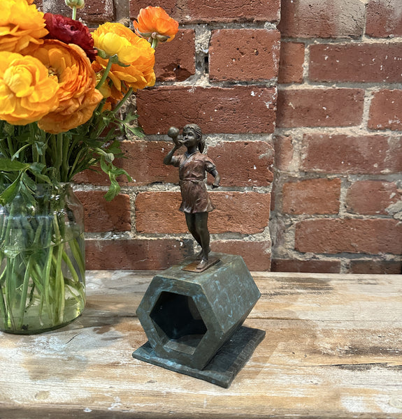 'Bubble Girl' David Bromley. Cast bronze mini maquette with red patina. Edition AP. Height 27cm