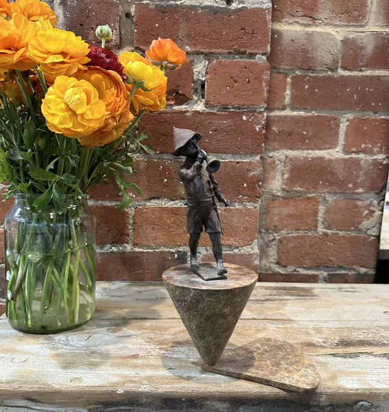 'Marching On' David Bromley. Cast bronze mini maquette with base. Edition AP. 27cm height.