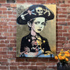'Pirate Girl II'. David Bromley. Acrylic on canvas with gold leaf gilding. 120cm x 90cm.