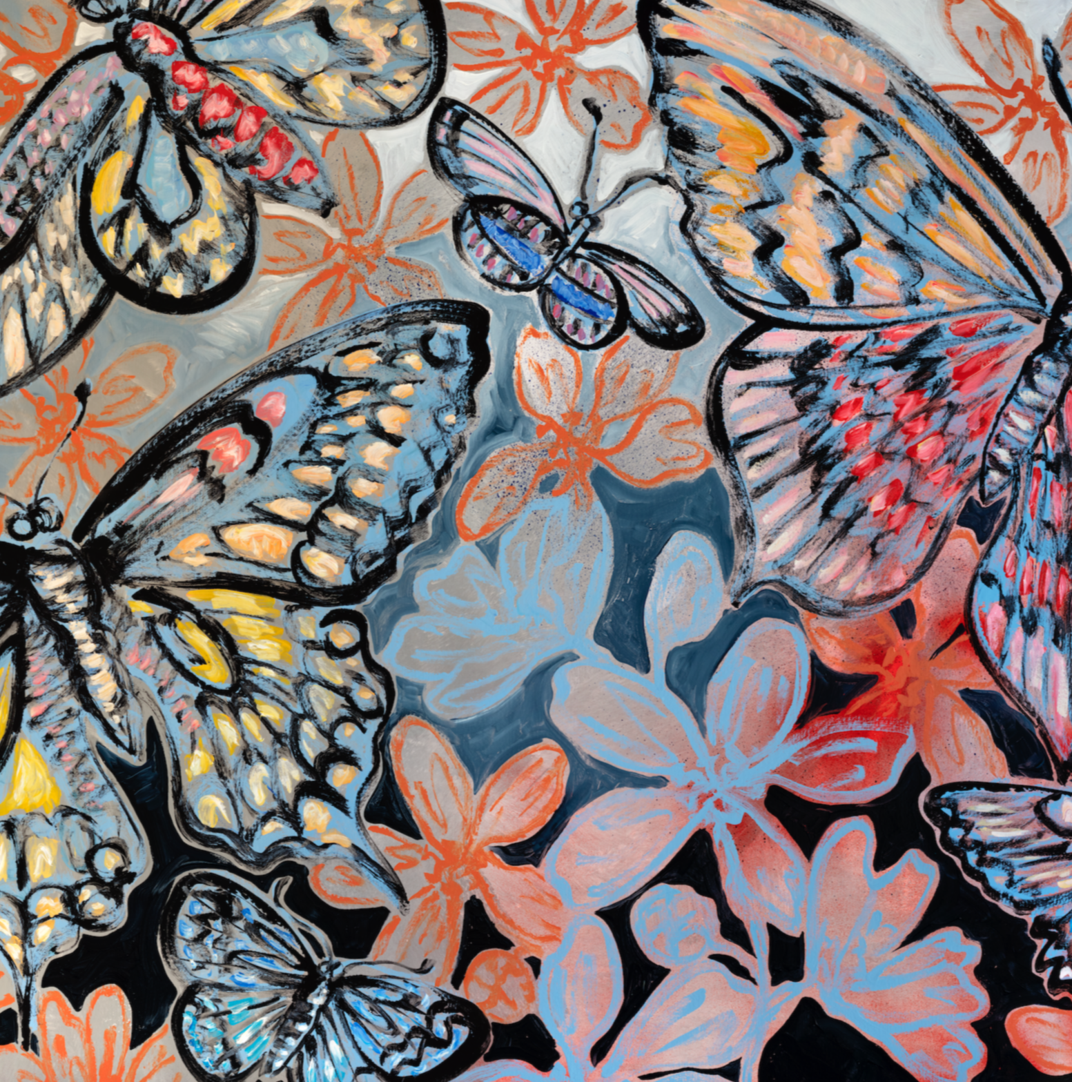 'Spring Butterflies with Blooms' David Bromley. High pigment print. 56.x 90cm