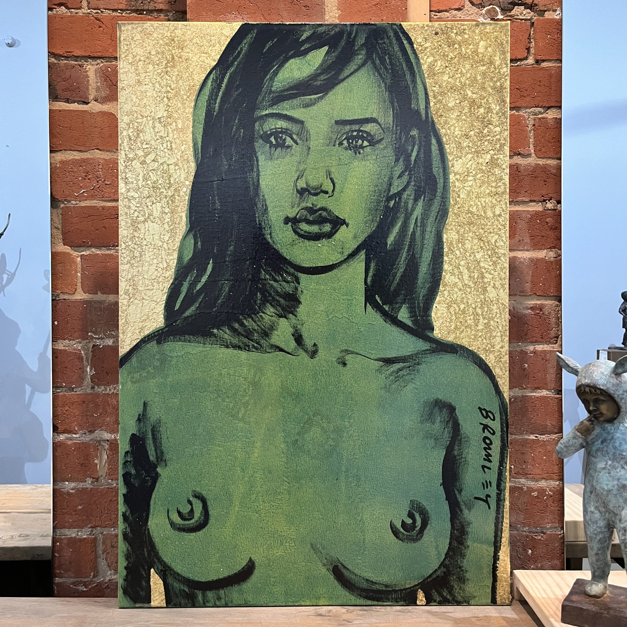 'Shelley'. David Bromley. Acrylic on canvas with gold leaf gilding. 90cm x 60cm.