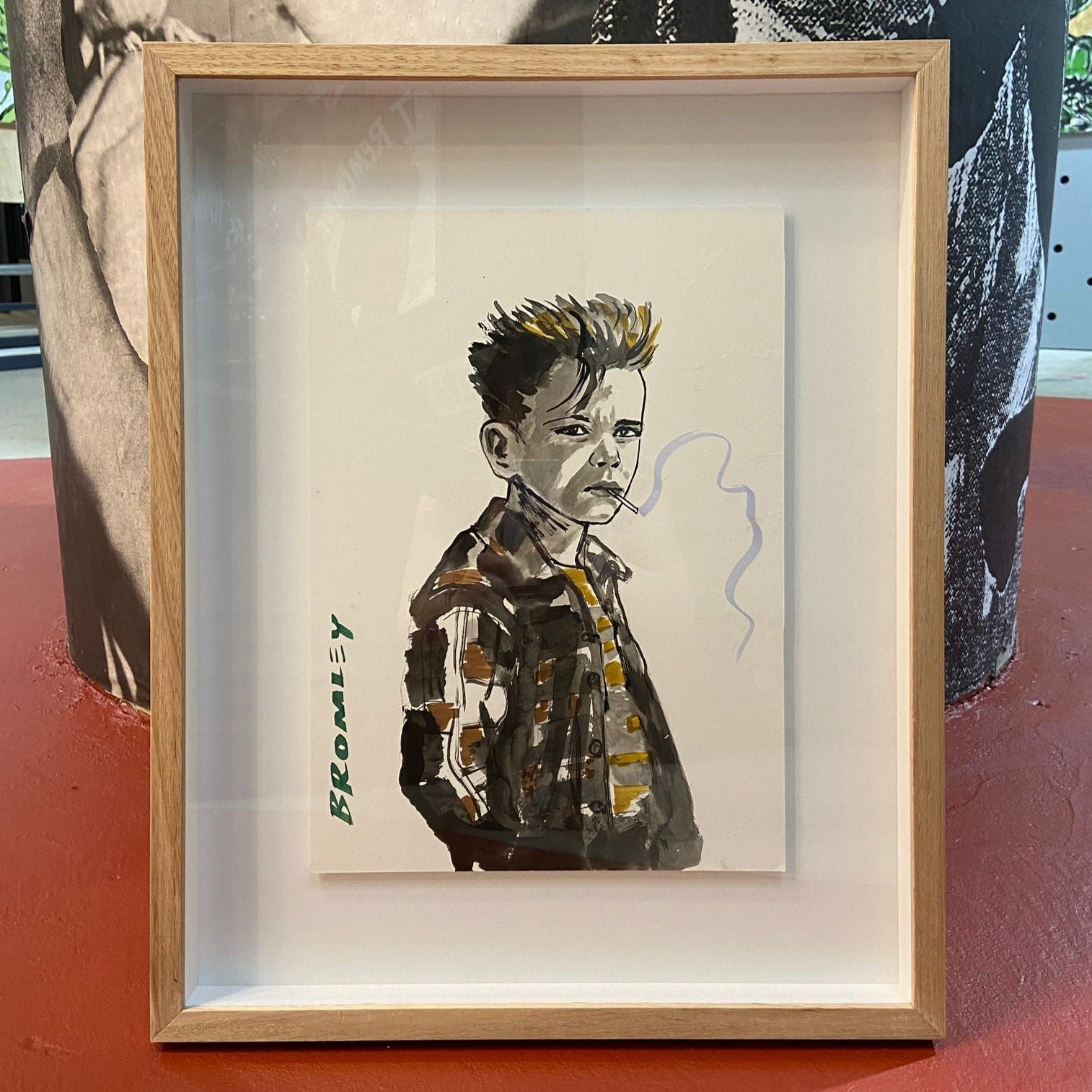 'Best Friend XXIV' David Bromley. Ink Gouache and oil on paper in timber frame 47 x 59 cm, unframed 29 x 40 cm