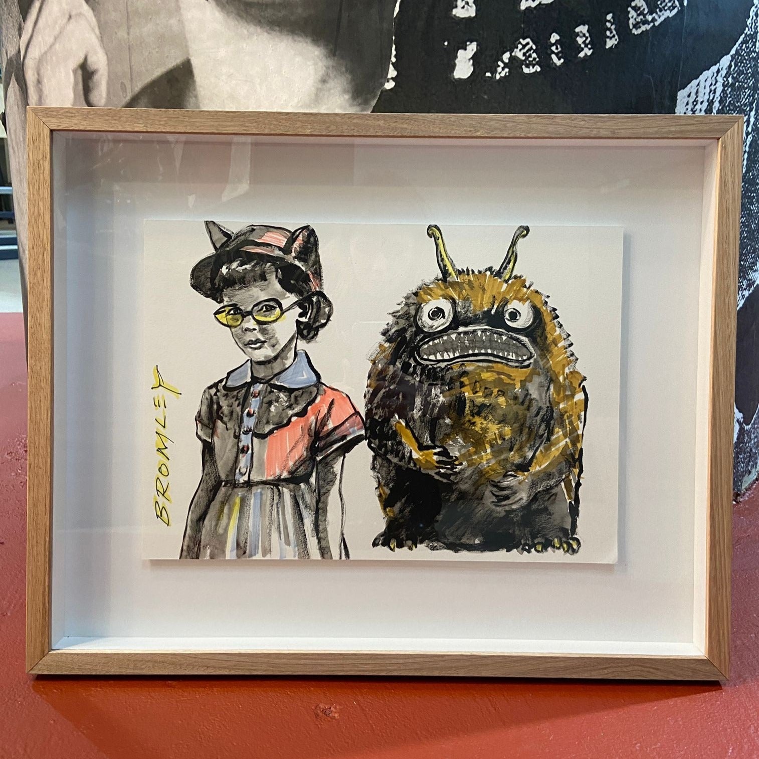 'Best Friend XXVI' David Bromley. Ink Gouache and oil on paper in timber frame 47 x 59 cm, unframed 29 x 40 cm